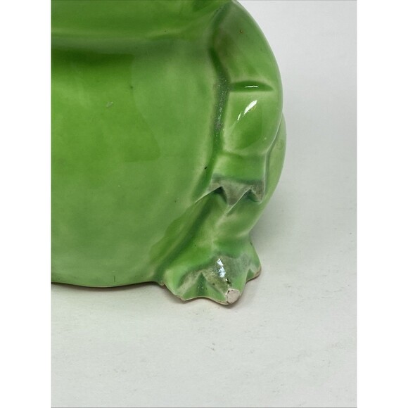 Vintage Ceramic Frog 4" Toothbrush Holder MCM VTG Green Toad 3-Slot - Picture 2 of 7